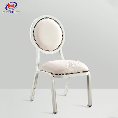 Modern Louis Style O Back Hotel Banquet Chair Square Tube Metal Adjustable Foot Plugs