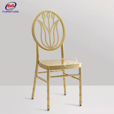 Gold Metal Wedding Chiavari Chair Round Back Rubber Foot Plugs For Event