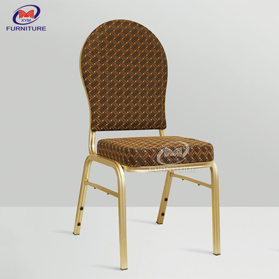 Red Plaid Fabric Bulk Plywood Hotel Banquet Chair Stackable Design