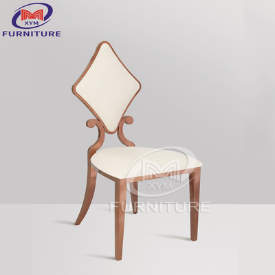 Stainless Steel Banquet Wedding Chair Rose Gold Diamond Back Hotel