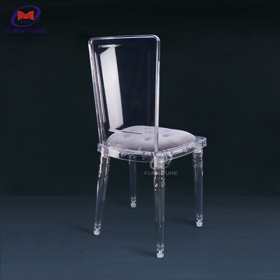 Square Back Plastic Resin Chiavari Chair Foldable Transparent For Wedding