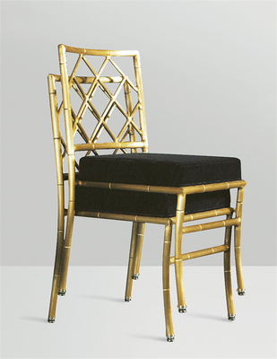 Aluminum Metal Chiavari Chair , Wedding Gold Chiavari Chairs With Cushion