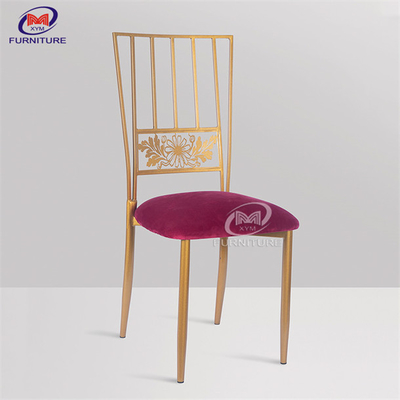 28x28x1.2mm Tube Size Wedding Metal Chiavari Chairs With Cushion