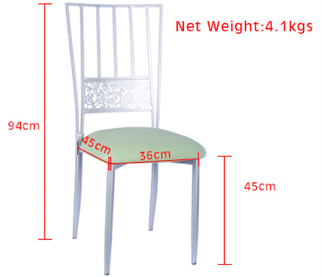 28x28x1.2mm Tube Size Wedding Metal Chiavari Chairs With Cushion