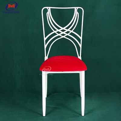 Iron Metal Wedding Chiavari Chair With Red Cushion