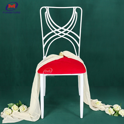 Iron Metal Wedding Chiavari Chair With Red Cushion