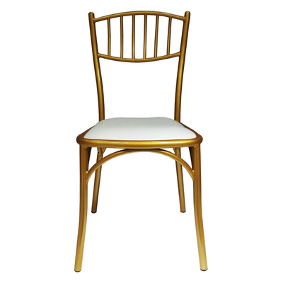 400kg Weight Capacity Gold Chiavari Chairs Wedding White Cushion 28x1.2mm Tube Size