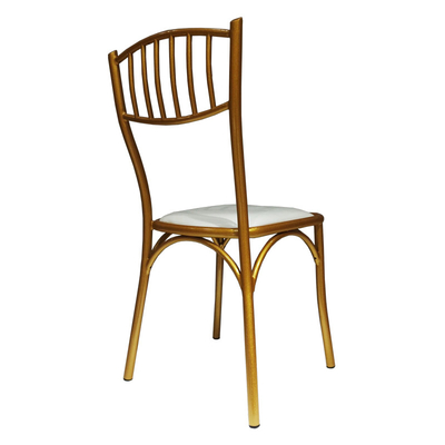 400kg Weight Capacity Gold Chiavari Chairs Wedding White Cushion 28x1.2mm Tube Size