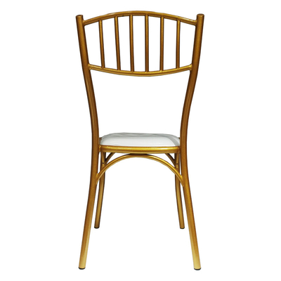 400kg Weight Capacity Gold Chiavari Chairs Wedding White Cushion 28x1.2mm Tube Size
