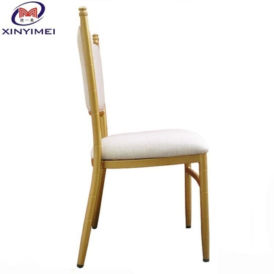 Custom Hotel Dining Chair Embossed Indentation Aluminum Alloy Metal Upholstered Bamboo Chair