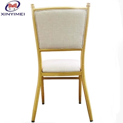 Custom Hotel Dining Chair Embossed Indentation Aluminum Alloy Metal Upholstered Bamboo Chair