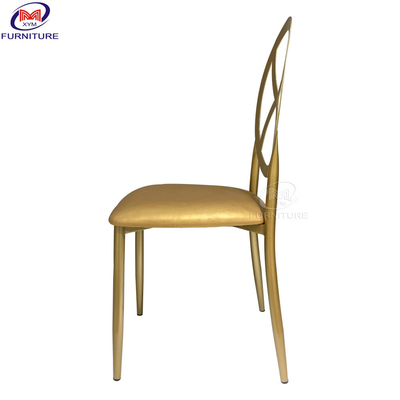 Customized Metal Wedding Restaurant Dining Chairs Cross Round Back Iron Variety Bamboo