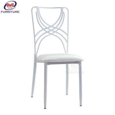 Outdoor Leisure Iron Wedding Chiavari Chair Restaurant Cross Undershirt Backrest Metal Bamboo Chairs