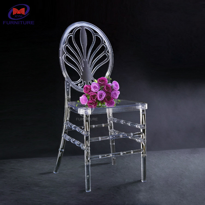 Nordic Style Resin Chiavari Chair Outdoor Weeding Chair Clear Color Peocock Pattern