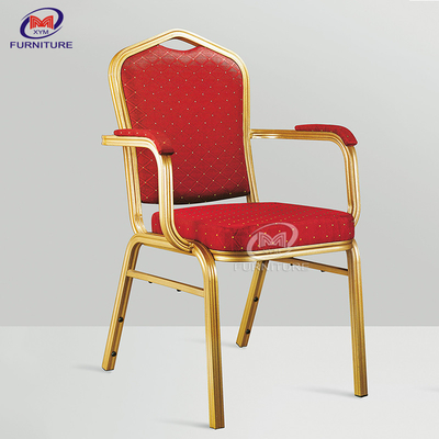 Iron Aluminum Hotel Banquet Upholstered Arm Chairs For Dining Room