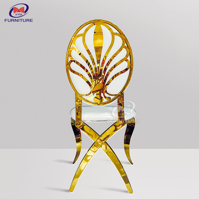 Modern Banquet Stainless Steel Chair And Table Oval Back Cross Leg 7.5KG