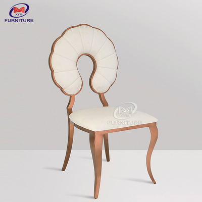 Gold Stainless Steel Wedding Chair Banquet Table Chairs with Flower Shape Backrest
