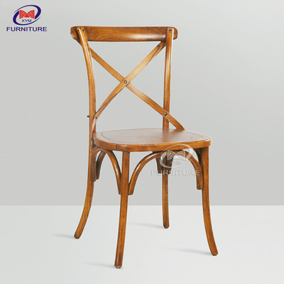 Stackable X Cross Back Beech Wooden Wedding Chairs For Dining