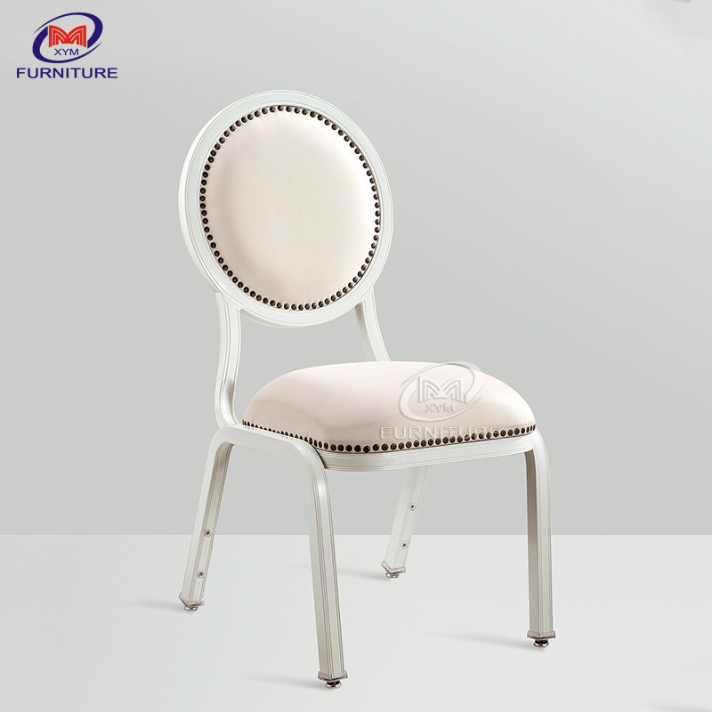 Modern Louis Style O Back Hotel Banquet Chair Square Tube Metal Adjustable Foot Plugs