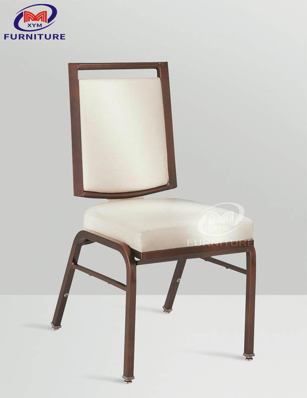 Metal Material White Hotel Banquet Chair With High Density Shaping Sponge