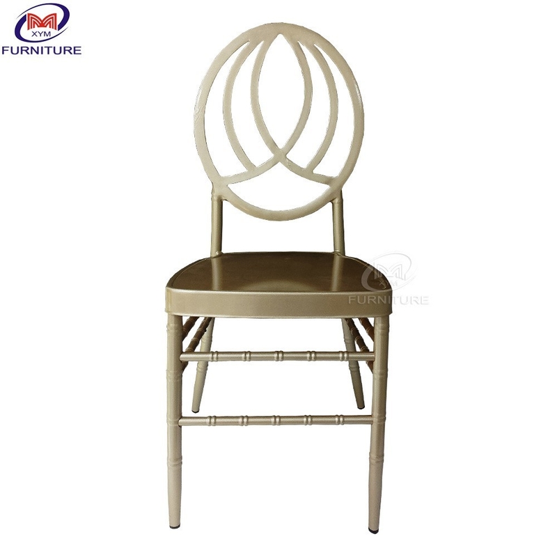 Round Flower Buds Backrest Wedding Chiavari Chair Champagne Gold Aluminum Metal Bamboo Chairs