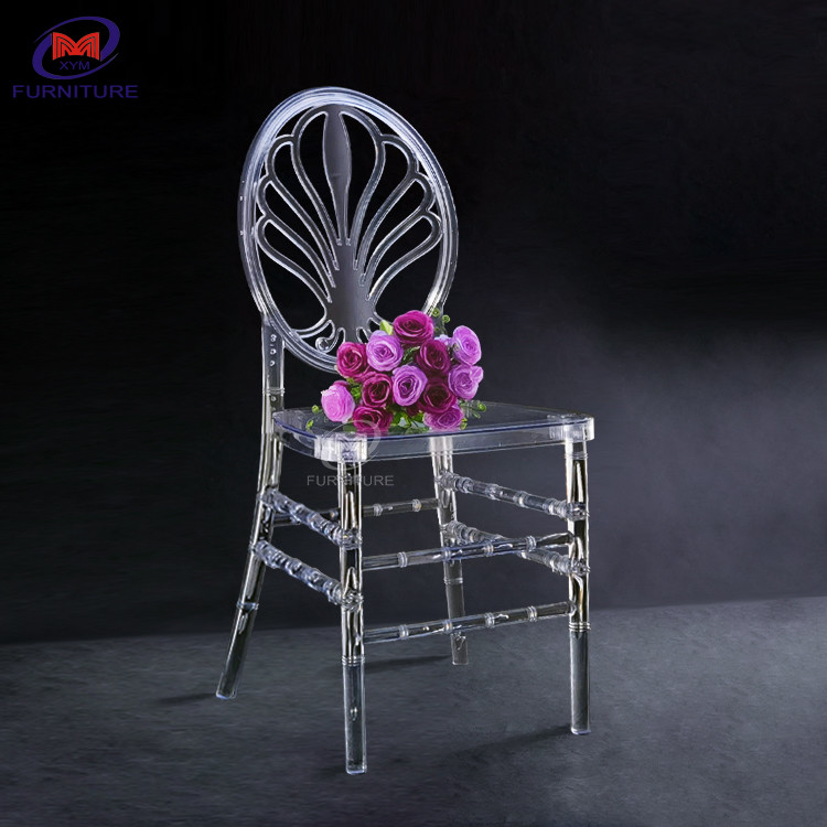 Nordic Style Resin Chiavari Chair Outdoor Weeding Chair Clear Color Peocock Pattern