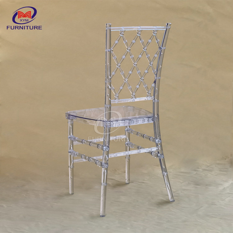 Transparent Clear Resin Bulk Chiavari Chairs Outdoor Wedding Event Net Back