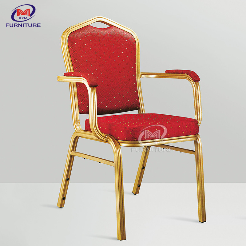 Iron Aluminum Hotel Banquet Upholstered Arm Chairs For Dining Room