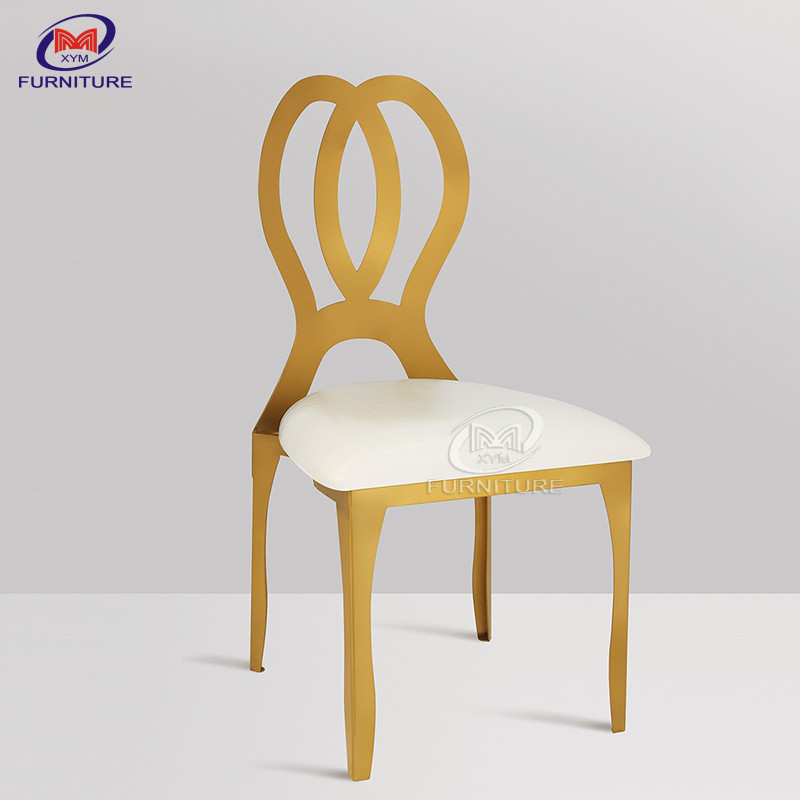 Butterfly Back Stainless Steel Chair And Table Golden Wedding Banquet Chair