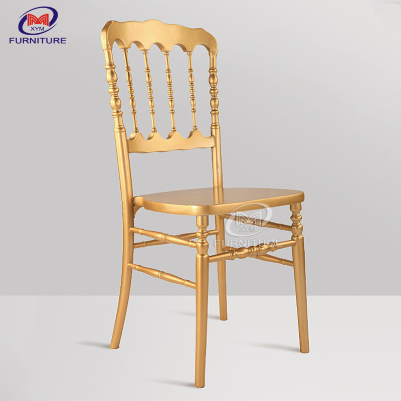 Stackable Gold Solid Wooden Napoleon Chair For Wedding Reception