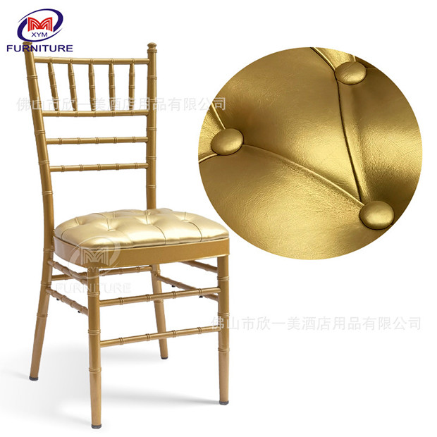 Luxury Plywood Hard Vinyl Chiavari Chair Cushion Covers With Gold Button